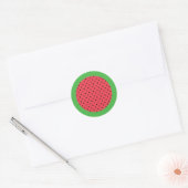 スイカ夏の果実グリーンピンク ラウンドシール (封筒)