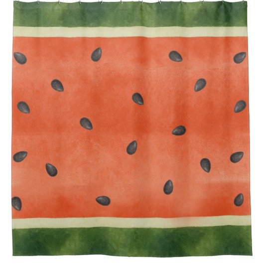 スイカ夏の果物をスライスする方法 シャワーカーテン (正面)