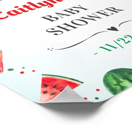 スイカ夏の赤ちゃんシャワー散水ウェルカム ポスター (角)