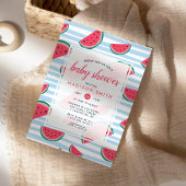 スイカ夏ピンクグリーンフルーツ赤ちゃんシャワー 招待状