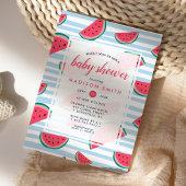 スイカ夏ピンクグリーンフルーツ赤ちゃんシャワー 招待状