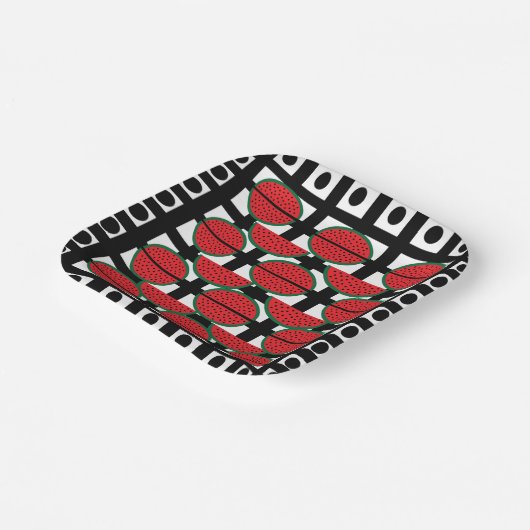 スイカ夏果実幾何学模様 ペーパープレート (傾斜あり)