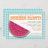スイカ夏用クックアウト/BBQ招待状（アクア） 招待状 (正面/裏面)