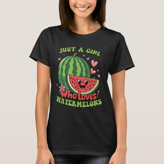 スイカ大好き女子 ギフト 夏 Tシャツ (正面)