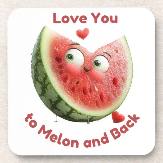 スイカ大好き：甘くてジューシーなハート コースター (正面)