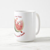 スイカ大好き：甘くてジューシーなハート コーヒーマグカップ (正面右)