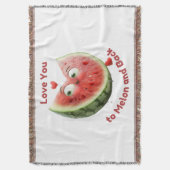 スイカ大好き：甘くてジューシーなハート スローブランケット (正面縦)