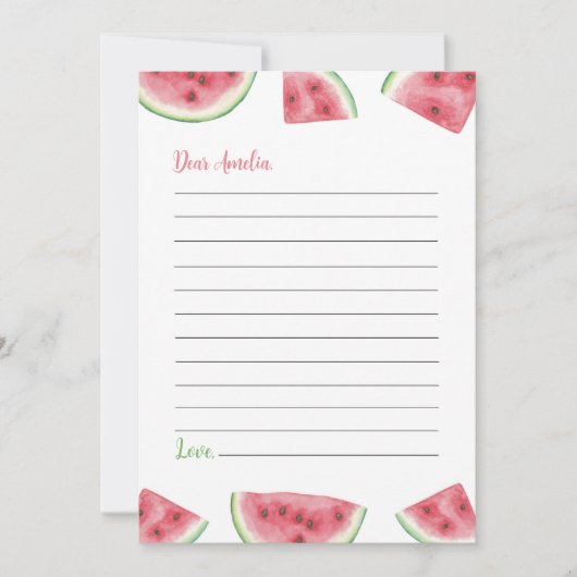 スイカ女の子タイムカプセルノートカード サンキューカード (正面)