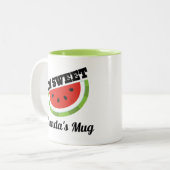 スイカ好きの贈パーソナライズされたり物 ツートーンマグカップ (正面左)