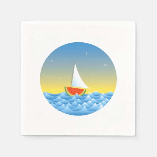 スイカ帆船 スタンダードカクテルナプキン (正面)