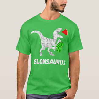 スイカ恐竜おもしろいメロンDinoサマーフルーツ Tシャツ