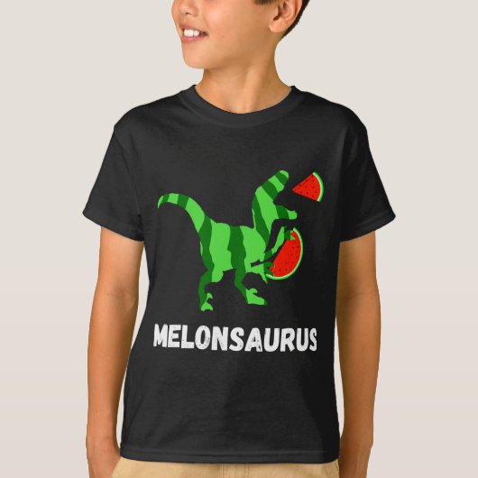 スイカ恐竜サマーフルーツメロおもしろいサール Tシャツ (正面)