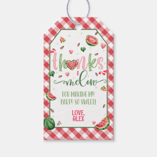 スイカ感謝していメッセージカード ギフトタグ (正面)