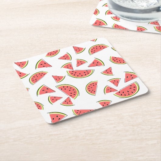 スイカ数々の スクエアペーパーコースター (アングル)