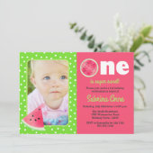 スイカ最初の誕生日ワンは甘い写真 招待状 (スタンド正面)