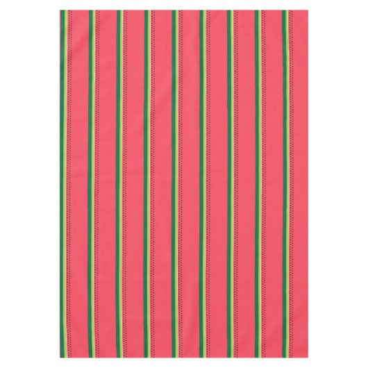 スイカ果実ピンクとグリーンストライプの テーブルクロス (正面)