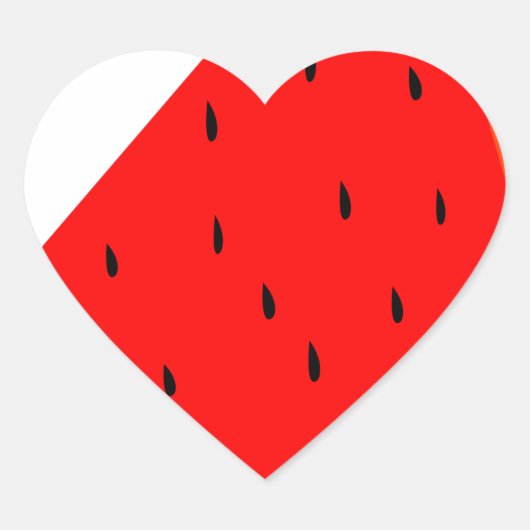スイカ果実収穫スライス夏 ハートシール (正面)