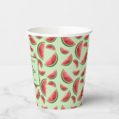 スイカ果実模様オングリーンカスタム誕生日 紙コップ (左)