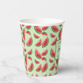 スイカ果実模様オングリーンカスタム誕生日 紙コップ (右)