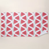スイカ柄かわいいピンクの夏のフルーツ ビーチタオル (正面)