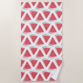 スイカ柄かわいいピンクの夏のフルーツ ビーチタオル (正面)