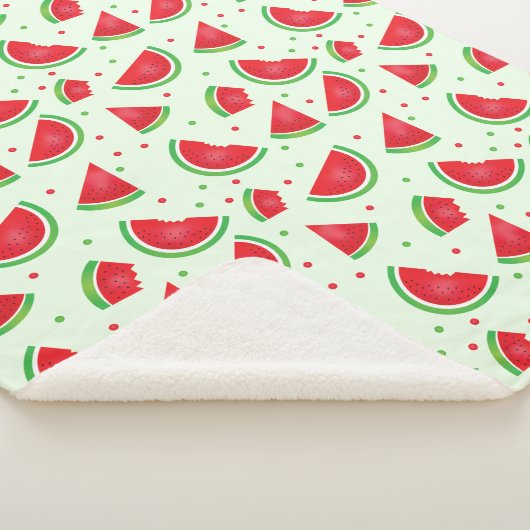 スイカ柄さわやかなフルーツライトグリーン シェルパブランケット (3/4)