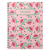 スイカ柄フルーツピンク名前をカスタムする ノートブック (正面)