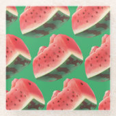 スイカ模様 ガラスコースター (正面)