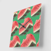 スイカ模様 スクエア壁時計 (傾斜)