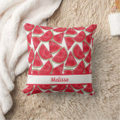 スイカ模様(名前をカスタムする) クッション (ブランケット)