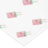 スイカ水彩アイスポップ・アートのクリーム ロングテーブルランナー (コーナー)