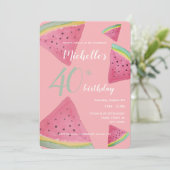 スイカ水彩手絵を描形 招待状 (スタンド正面)