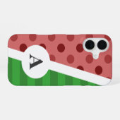 スイカ水玉模様及びストライプ模様 iPhone 16ケース (裏面横)