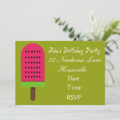 スイカ氷ブロックのポップシクルガールパーティー 招待状 (スタンド正面)