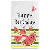 スイカ片ストライプ誕生日 スモールペーパーバッグ (裏面)