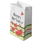 スイカ片ストライプ誕生日 スモールペーパーバッグ (裏面アングル)