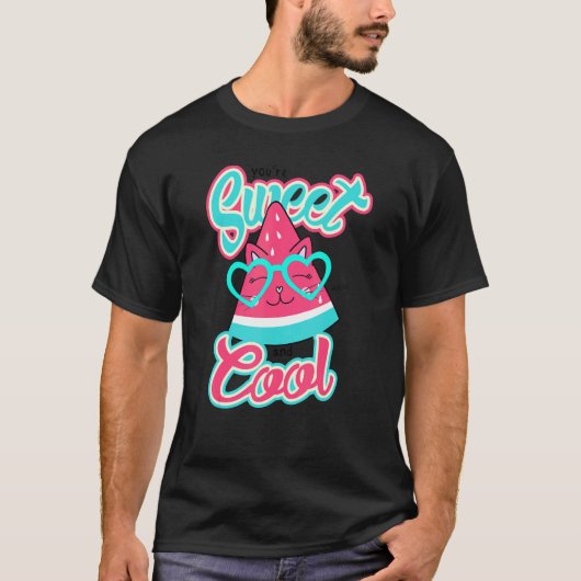 スイカ猫のTシャツ あなたは甘くて涼しい Tシャツ (正面)