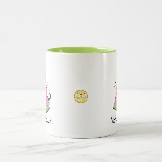 スイカ猫コーヒおもしろいーマグ ツートーンマグカップ (中央)