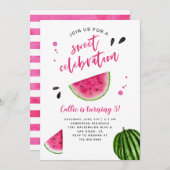 スイカ甘いお祝い誕生日パーティー 招待状 (正面/裏面)