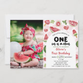 スイカ甘い誕生日1st誕生日パーティー写真 招待状 (正面)