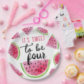 スイカ甘い4つの誕生日パーティーになる ペーパープレート (パーティー)