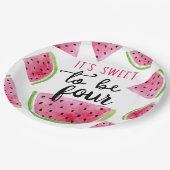 スイカ甘い4つの誕生日パーティーになる ペーパープレート (アングル)