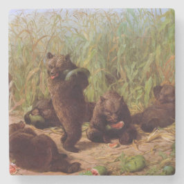 スイカ畑の熊（W.H.ひげ） ストーンコースター