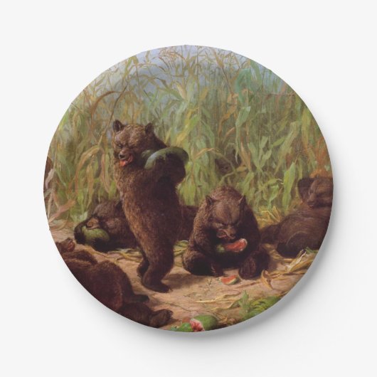スイカ畑の熊（W.H.ひげ） ペーパープレート (正面)