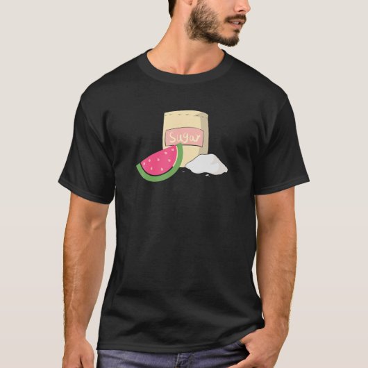 スイカ砂糖おもしろいことわざ夏 Tシャツ (正面)