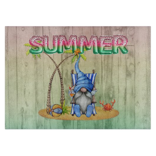 スイカ箔バルーン及びヤシ付ビーチ格言 カッティングボード (正面)