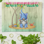 スイカ箔バルーン及びヤシ付ビーチ格言 キッチンタオル (折り畳み)