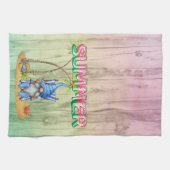 スイカ箔バルーン及びヤシ付ビーチ格言 キッチンタオル (横)