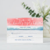 スイカ素朴エレガントウォーター結婚カラー 出欠カード (スタンド正面)