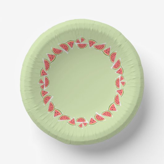 スイカ緑のピースの円 ペーパーボウル (正面)